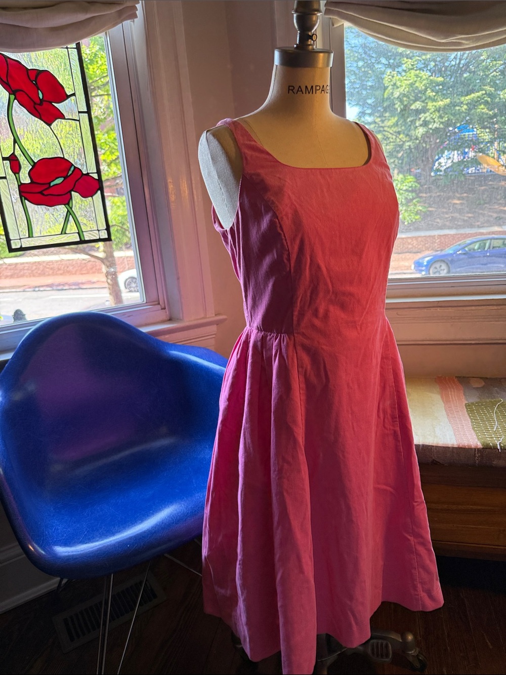 Isaac Mizrahi Hot Pink Sleeveless Square-Neck Midi Dress